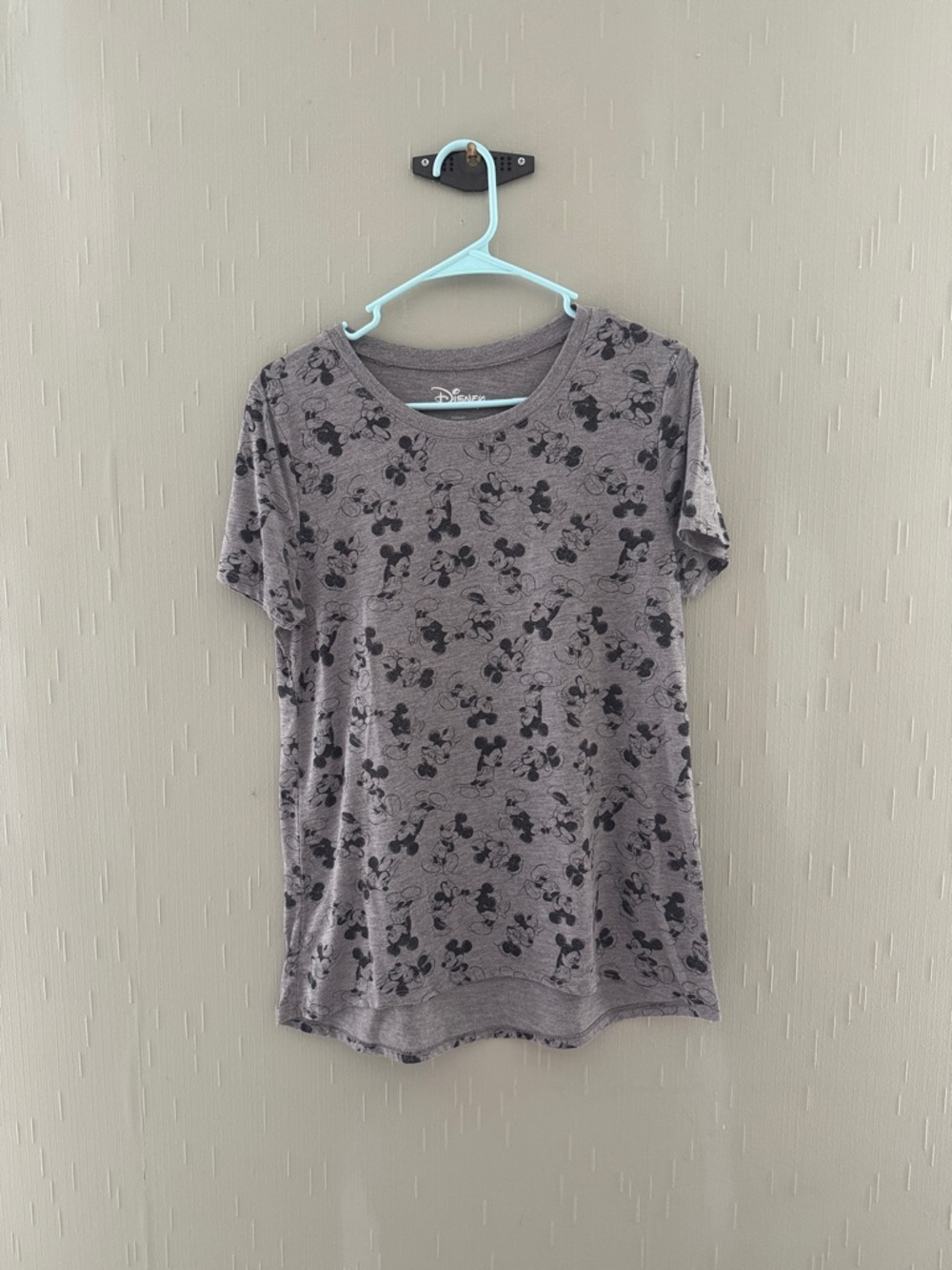 Disney Gray Short Sleeve Tee with Black Mickey Print